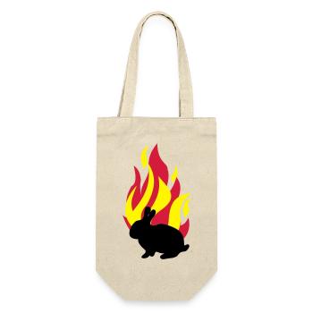 Hase mit Feuer - Geschenkbeutel für Flaschen - Natur - Vorne
