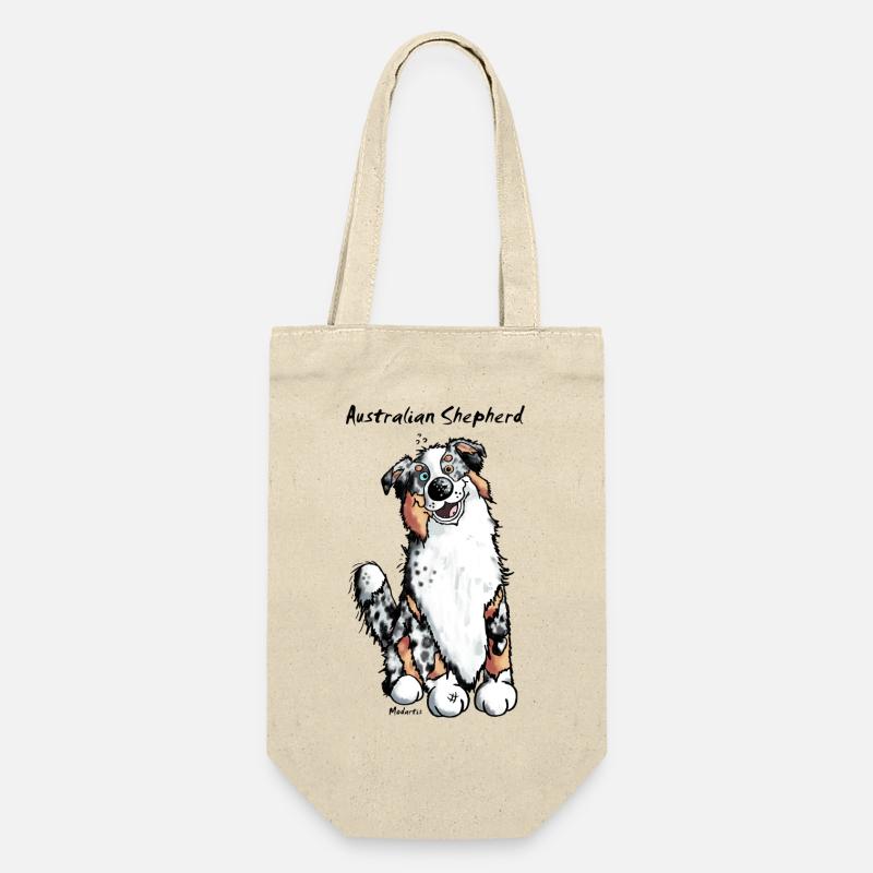 Witziger Australian Shepherd - Geschenkbeutel für Flaschen - Natur