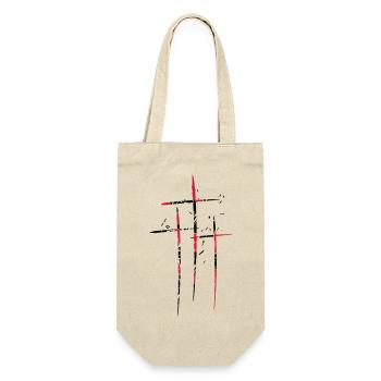 3 crosses design pattern scratch cool old tears br - Gift Bag for Bottles - nature - Front