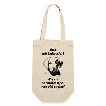 Opa mit Labrador - Geschenkbeutel für Flaschen - Natur - Vorne