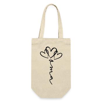 Oma Schrift Herzblume - Geschenkbeutel für Flaschen - Natur - Vorne