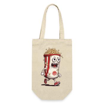 Lustiges Popcorn Monster Halloween Design - Geschenkbeutel für Flaschen - Natur - Vorne