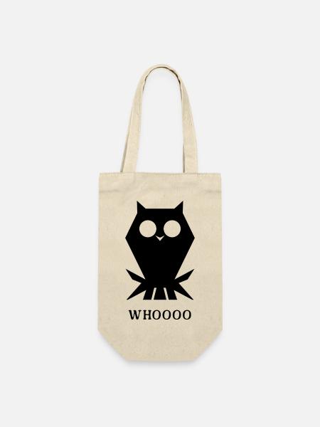 Eule „Whoooo“ – Lustiges Tier Design - Geschenkbeutel für Flaschen - Natur