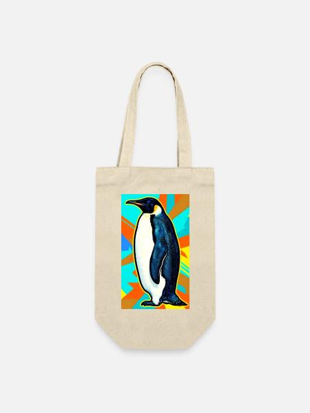 Pinguin - Geschenkbeutel für Flaschen - Natur