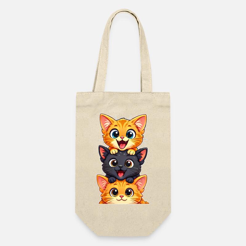 Trio de Chatons Joyeux Empilés - Sac à bouteille - nature