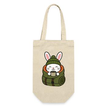 Hiking Bunny in Winter with Coffee - Gift Bag for Bottles - nature - Front