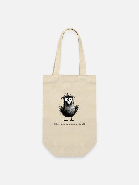 Lustiges Vogel Design mit: Egal was ich wars nicht - Geschenkbeutel für Flaschen - Natur