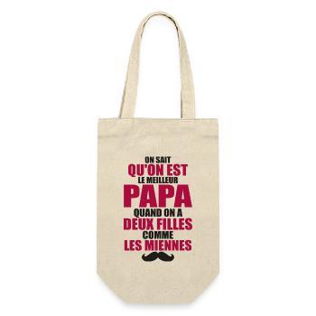 Papa Avec Deux Filles Fête Des Pères Cadeau - Sac à bouteille - nature - Devant