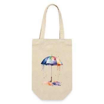 Aquarell Regenschirm blüht mit Farbe - Geschenkbeutel für Flaschen - Natur - Vorne