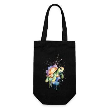 Serene Turtle - Watercolor - Gift Bag for Bottles - black - Front