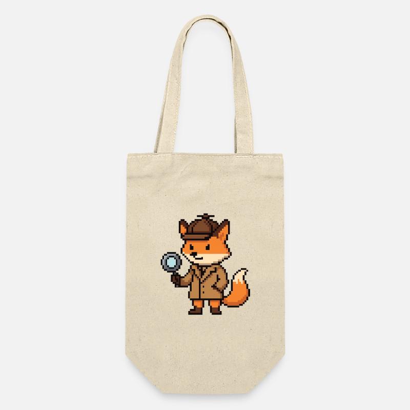 Pixel Detective Fuchs Design - Geschenkbeutel für Flaschen - Natur