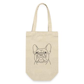 Französische Bulldogge - Geschenkbeutel für Flaschen - Natur - Vorne