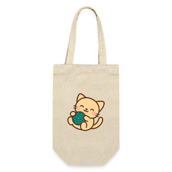 Cuddly kitten and blue ball - Gift Bag for Bottles - nature - Front