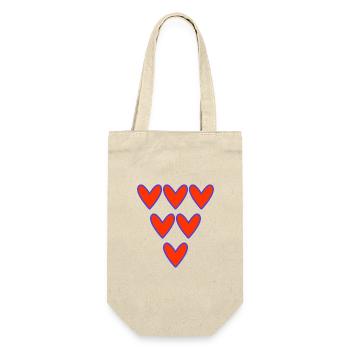 HERZ. HERZ. VALENTINSTAG. LIEBE. LIEBE. PAAR. - Geschenkbeutel für Flaschen - Natur - Vorne
