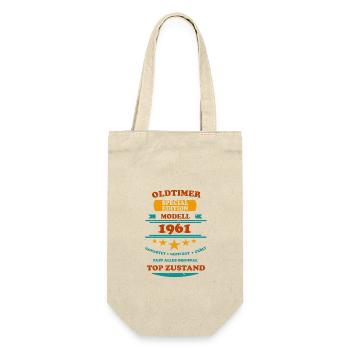 Oldtimer Retro 1961 - Geschenkbeutel für Flaschen - Natur - Vorne