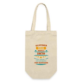 Oldtimer Retro 1970 - Geschenkbeutel für Flaschen - Natur - Vorne