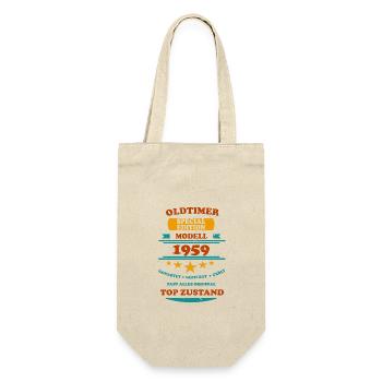 Oldtimer Retro 1959 - Geschenkbeutel für Flaschen - Natur - Vorne