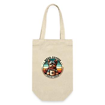 Ich brauche Kaffee und meinen Yorkie - Geschenkbeutel für Flaschen - Natur - Vorne