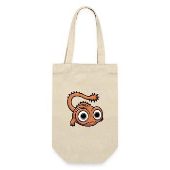 Kleines lustiges Fantasiemonster mit großen Augen - Geschenkbeutel für Flaschen - Natur - Vorne