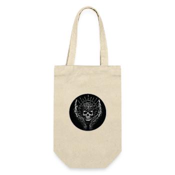 Dekorativer Skull mit Pentagramm - Geschenkbeutel für Flaschen - Natur - Vorne