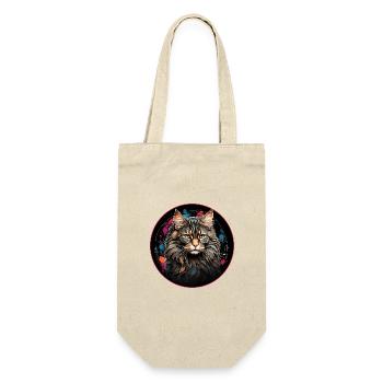 Maine Coon cat portrait in watercolor technique - Gift Bag for Bottles - nature - Front