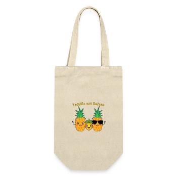 Ananas Familie auf Reisen - Geschenkbeutel für Flaschen - Natur - Vorne