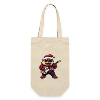Chow Chow Hund Weihnachten Rocker Gitarre - Geschenkbeutel für Flaschen - Natur - Vorne