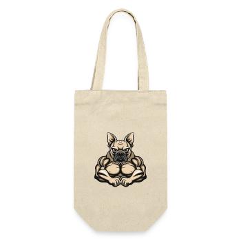 Bouledogue Français Chien Muscles Musculation - Sac à bouteille - nature - Devant