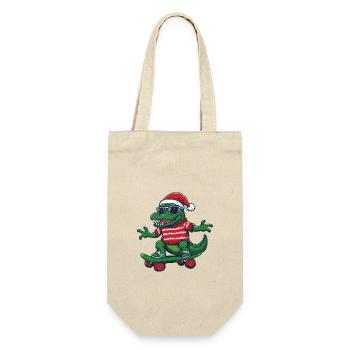 Alligator Weihnachten Lustig - Geschenkbeutel für Flaschen - Natur - Vorne