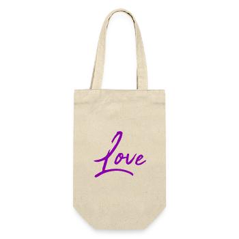LIEBE. VALENTINSTAG. HERZ. ICH LIEBE DICH. ICH LIEBE DICH - Geschenkbeutel für Flaschen - Natur - Vorne