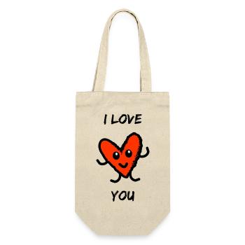 VALENTINSTAG. Junggesellinnenabschied. ICH LIEBE DICH. ICH LIEBE DICH. LIEBE - Geschenkbeutel für Flaschen - Natur - Vorne