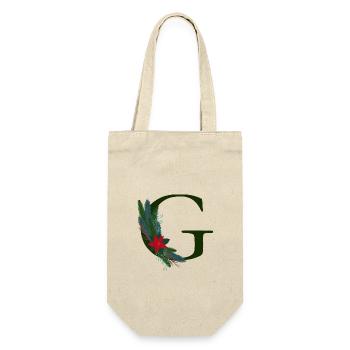 G – dekoratives Schriftzeichen – Weihnachten - Geschenkbeutel für Flaschen - Natur - Vorne