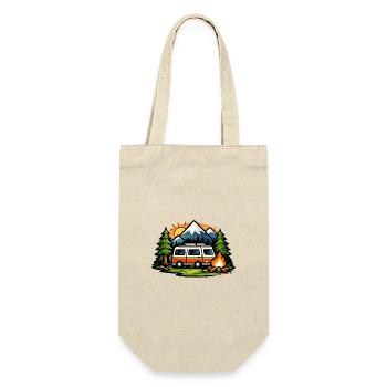 Bergcamping Wagen - Geschenkbeutel für Flaschen - Natur - Vorne