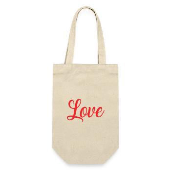 PAAR. VALENTINSTAG. HERZ. WEIHNACHTEN. GERADE VERHEIRATET. - Geschenkbeutel für Flaschen - Natur - Vorne