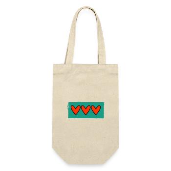 HERZ. HERZ. VALENTINSTAG. LIEBE. LIEBE. PAAR. - Geschenkbeutel für Flaschen - Natur - Vorne