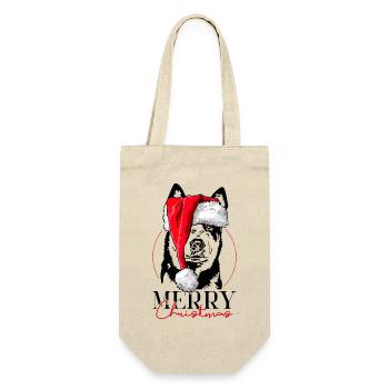 Santa Australian Cattle Dog Merry Christmas Hunde - Geschenkbeutel für Flaschen - Natur - Vorne