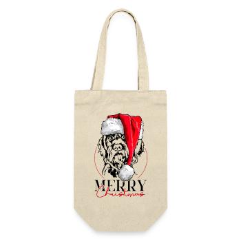 Santa German Wirehaired Merry Christmas Wilsigns - Gift Bag for Bottles - nature - Front