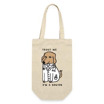 DOGTOR brown - Trust me I'm a Dogtor - Geschenkbeutel für Flaschen - Natur - Vorne