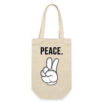 peace hand - Geschenkbeutel für Flaschen - Natur - Vorne