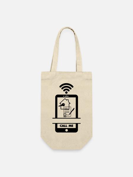 Rufen Sie mich an Telefonmakler - Geschenkbeutel für Flaschen - Natur