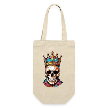 Totenkopf mit Krone - Geschenkbeutel für Flaschen - Natur - Vorne