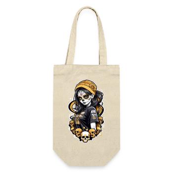 Sugar Skull Girl with Yellow Hat and Skulls - Gift Bag for Bottles - nature - Front