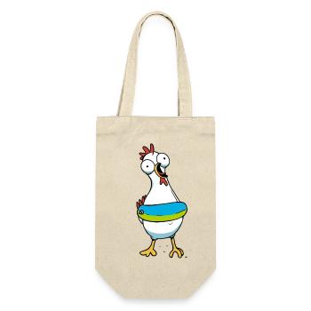Huhn Schwimmer Schwimmring Henne Geflügel - Geschenkbeutel für Flaschen - Natur - Vorne
