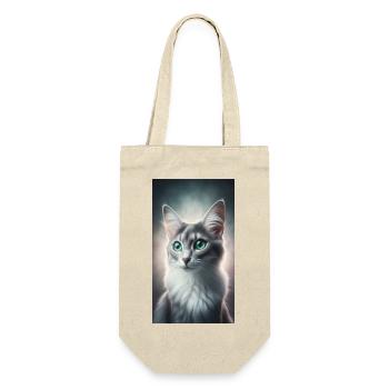 Katze - Geschenkbeutel für Flaschen - Natur - Vorne