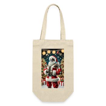Weihnachtsmann - Geschenkbeutel für Flaschen - Natur - Vorne