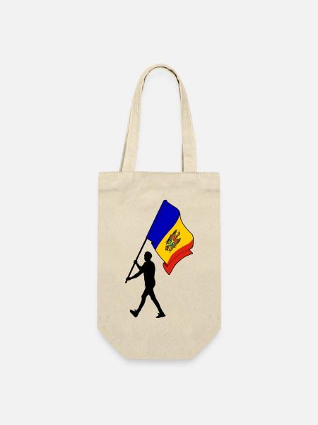 Flagge Moldawien Mann zu Fuß - Geschenkbeutel für Flaschen - Natur