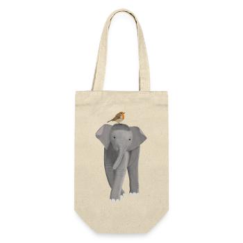 Elefant Rotkehlchen Vogel Tierfreund Biologe - Geschenkbeutel für Flaschen - Natur - Vorne