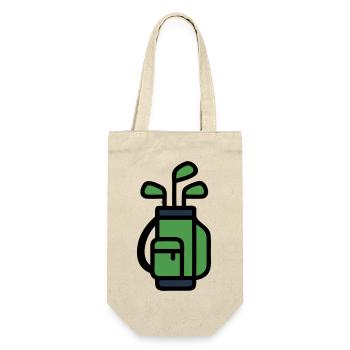 Golftasche Golfbag Golfspieler Golfclub Turnier - Geschenkbeutel für Flaschen - Natur - Vorne