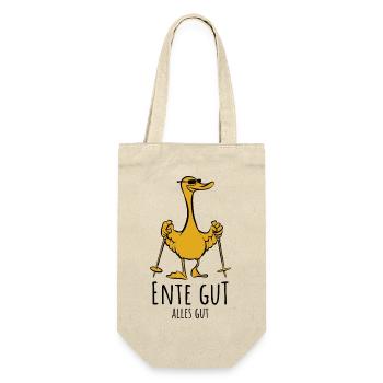 Ente gut alles gut | Stockente Nordic Walking - Geschenkbeutel für Flaschen - Natur - Vorne