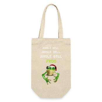 Jingle Bell Frog - Frosch mit Weihnachtsmütze - Geschenkbeutel für Flaschen - Natur - Vorne